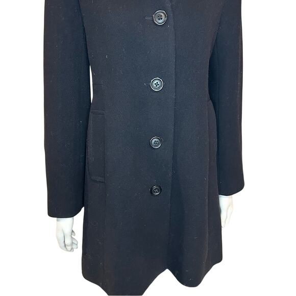 KATE SPADE NEW YORK Wool Coat w/ Faux Fur Collar Black Small - Picture 11 of 16